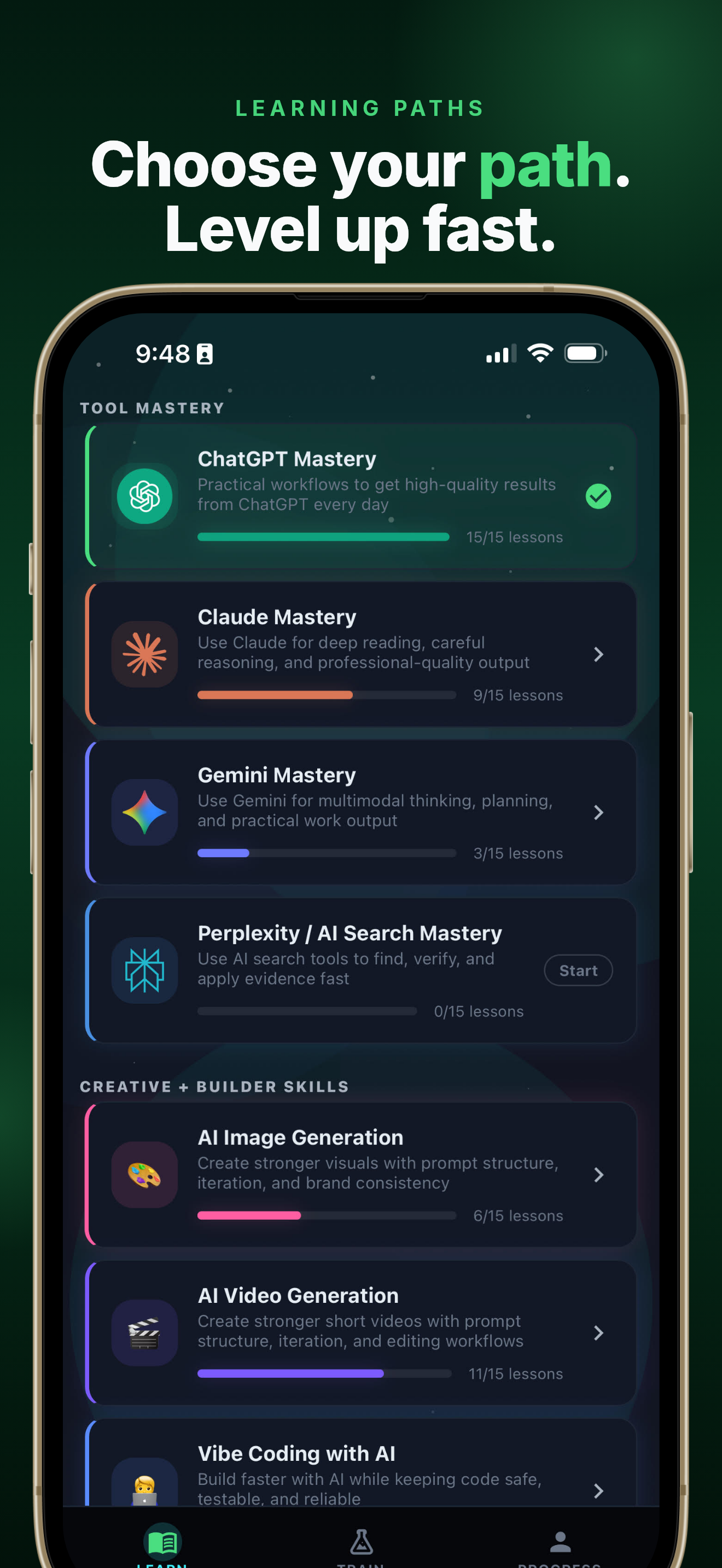 Iro app: choose your learning path