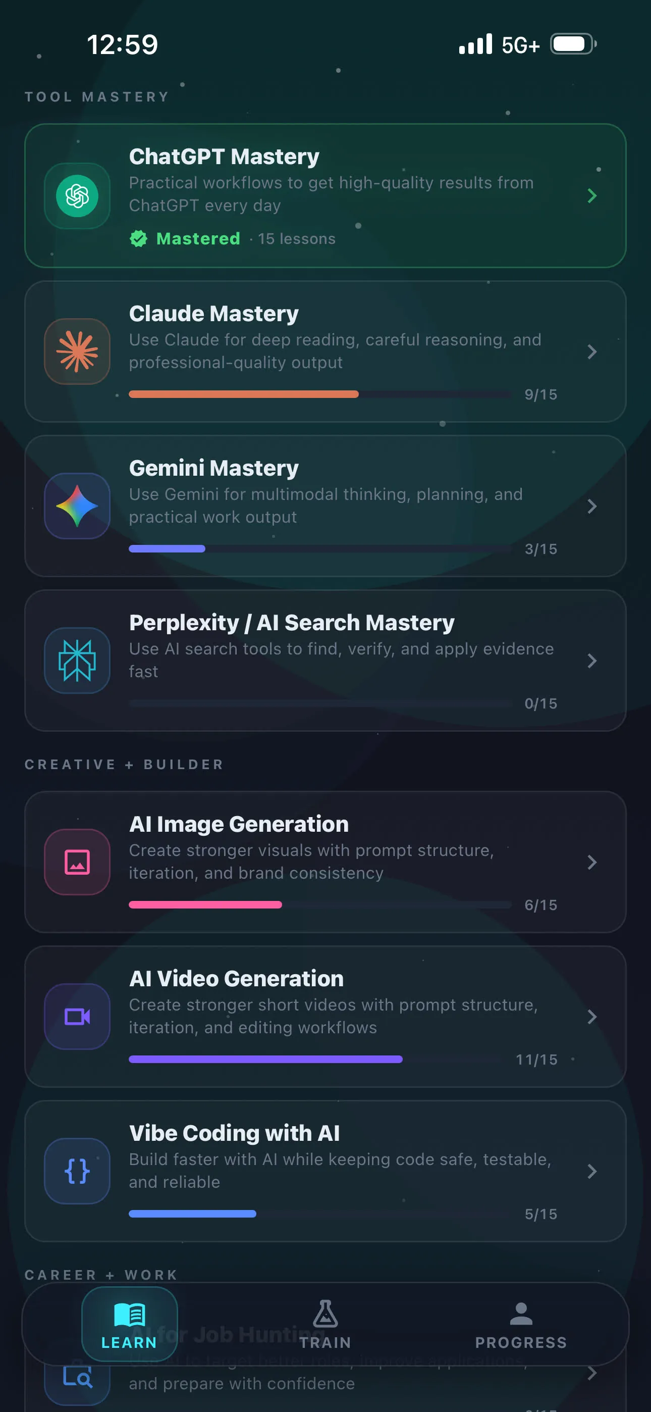 Iro app — choose your learning track